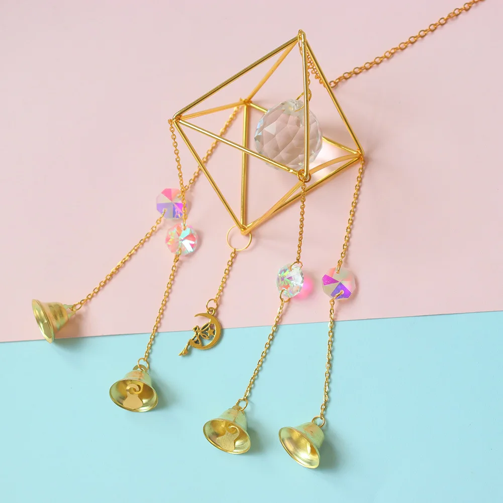 Rainbow Star Moon Wind Chimes Pendant Hanging Sun Catcher Prism Rainbow Maker Light Catcher Outdoor Window Garden Decoration