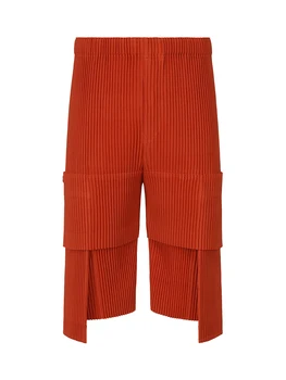 TIANPEI Pleated Plisse Homme Multi Pocket Cargo Short Pants 1