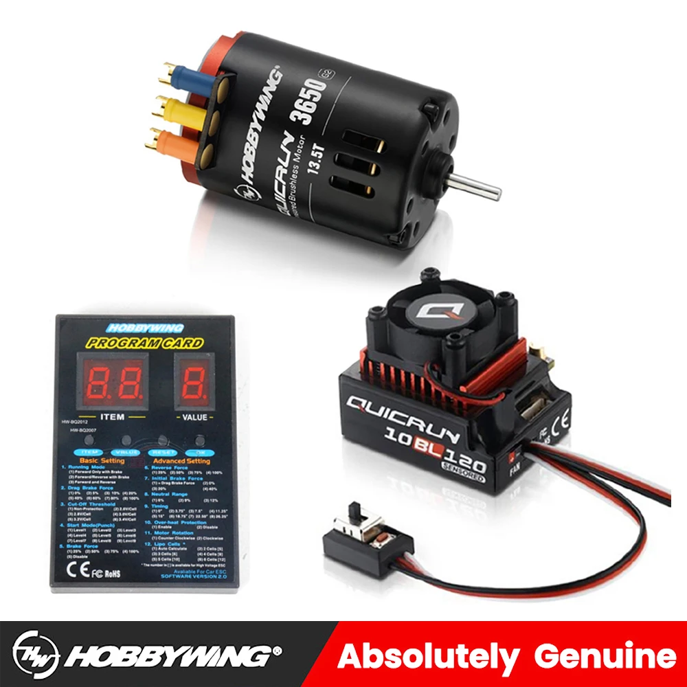 Variateur HobbyWing QuicRun 10BL120 G2 120A - Pour Moteur Brushless Sans Capteur 3652/3660, échelle 1/10, Voiture RC