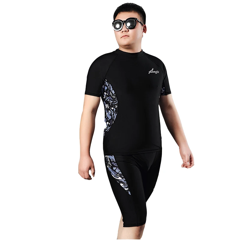 Swimwear Men Set Large Size Swimsuits 2 Piece Bathing Suit Black Color Beachwear Rashguard Swimming Shorts Badehosen Herren Surf