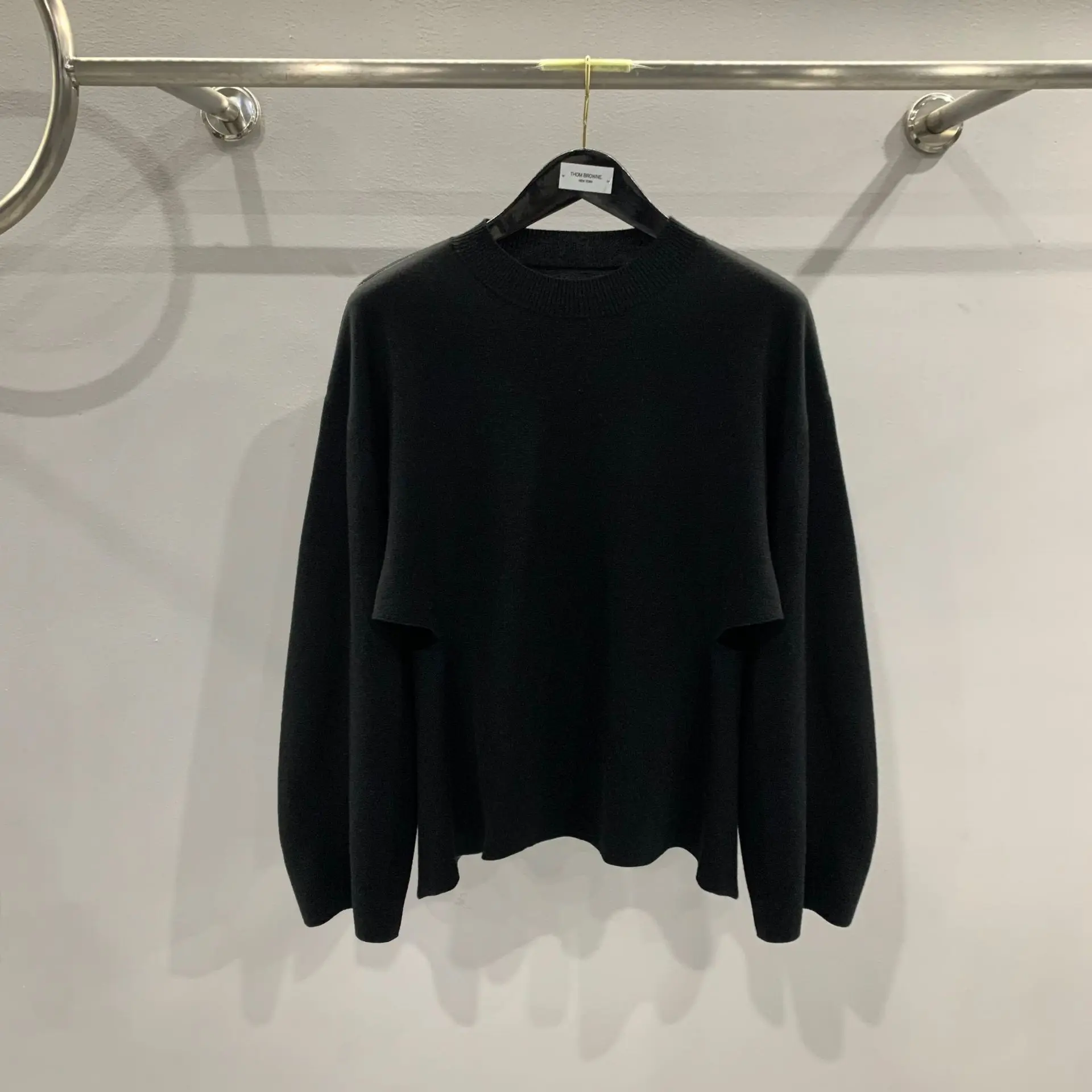 

Autumn Rick Long-sleeved T-shirt Y2k Solid Color Womens Clothing Ro Owens Sweater Knitwears Black