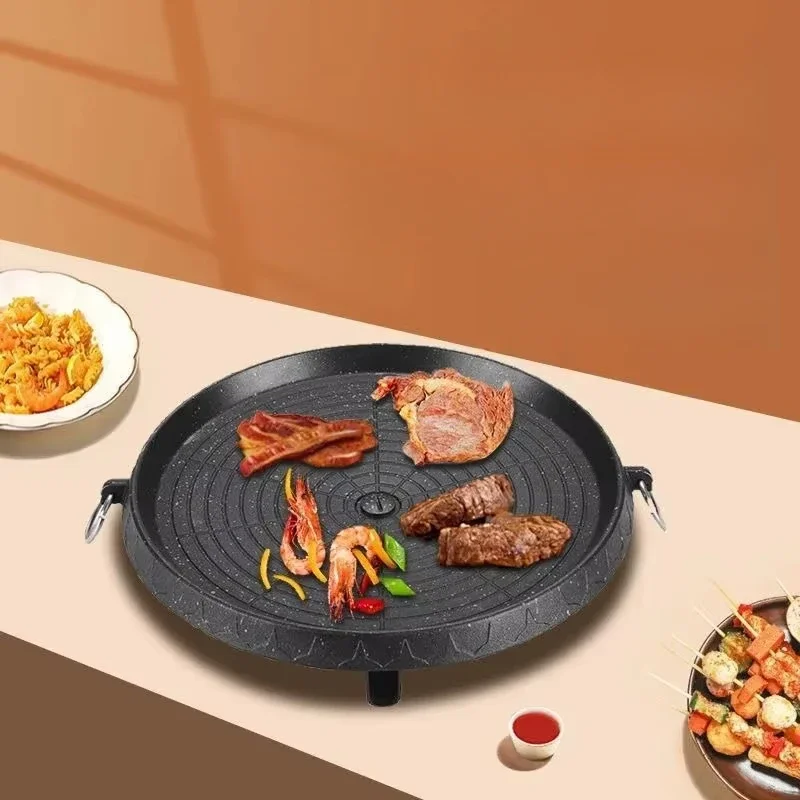 Barbecue Grill Barbecue Stove Household Gas Barbecue Pan Carabiner Grill Pan Non-stick Coating Round