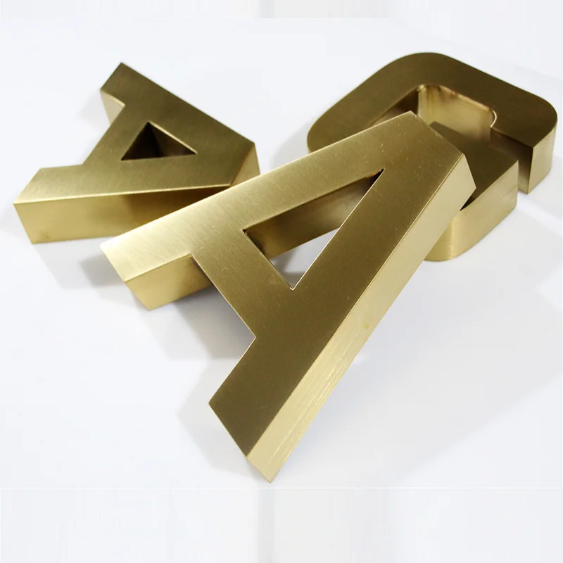 Factory Outlet Outdoor plating gold titanium stainless steel letters,golden color metal logo shop signs business name