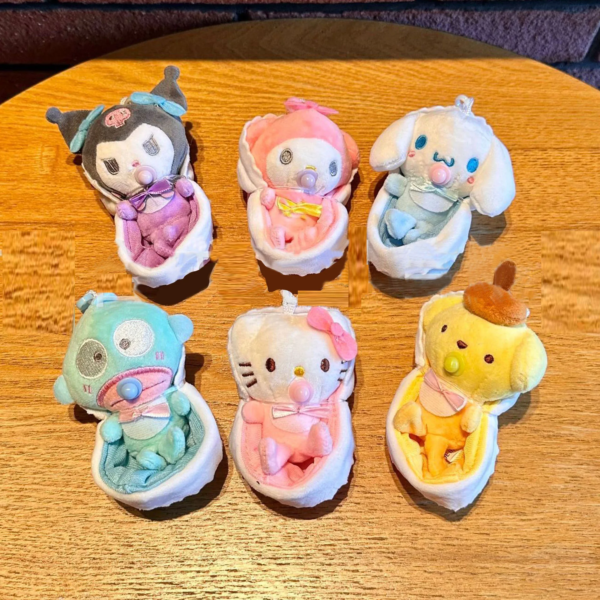 Wholesale 24pcs/lot 10cm Cute Sleeping Baby Kuromi Plush Keyring Toys Monster melody Dolls small Pendants Gifts 2