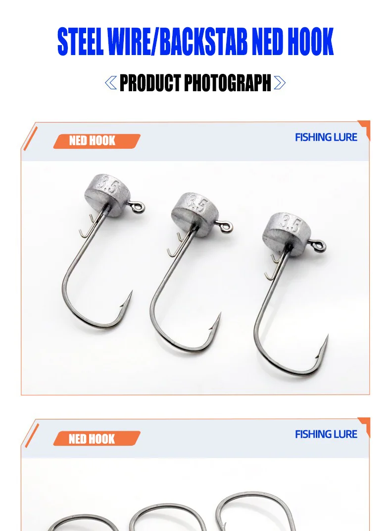 20 Stück ned Rig Jig Hook Kits 2,7g 3,5g 4,2g 6,5g Becher Ajing Pesca Jigs Haken Finesse Pilz Jig Köpfe für weiche Köder – Detail 7