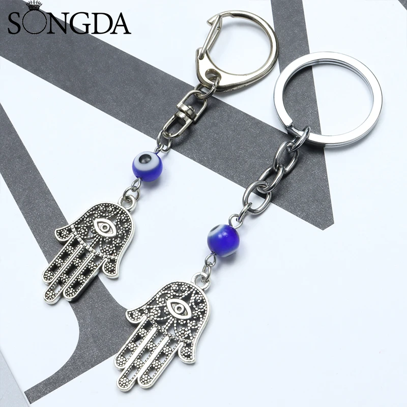 Hamsa Hand Silver Keychain | Key Chain Jewelry Trinket | Key Chain ...