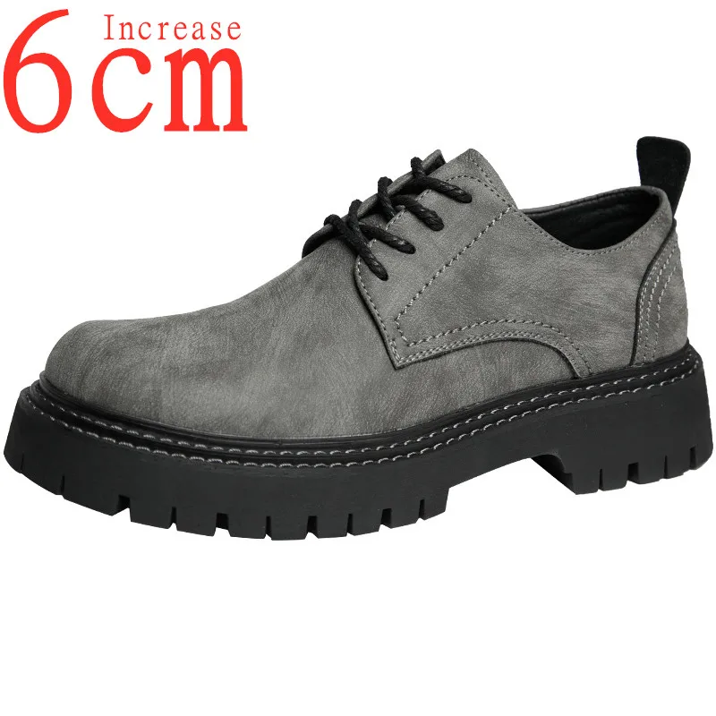 

Men's Shoes Leather Breathable British Style Thick Bottom Invisible Inner Increased 6cm Business Leisure Elevator Leather Shoes