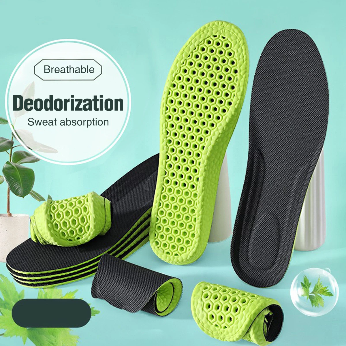 Foot Master Memory Foam 3 Pairs Quick-Drying Light Weight Breathable Ease Pressure Sport Insole Solid Color Unisex
