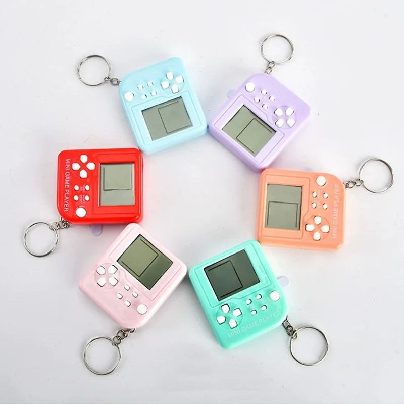 Portable Retro Classic Macaron Colors toys pets Mini Handheld Game kids games electronics handheld brain game With Keychain 6