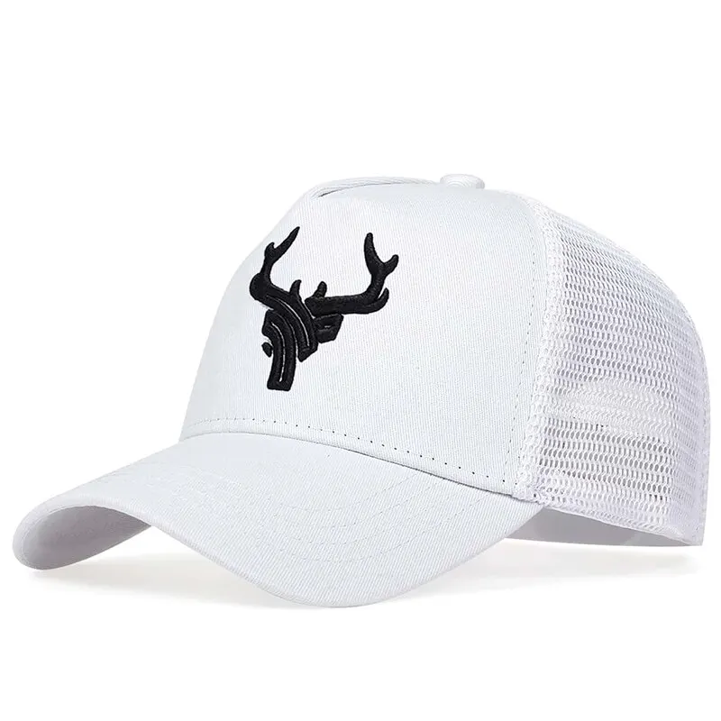 Unisex Animal Antlers Embroidery Baseball Net Caps Spring and Summer Outdoor Adjustable Casual Hats Sunscreen Hat Sports & Entertainment