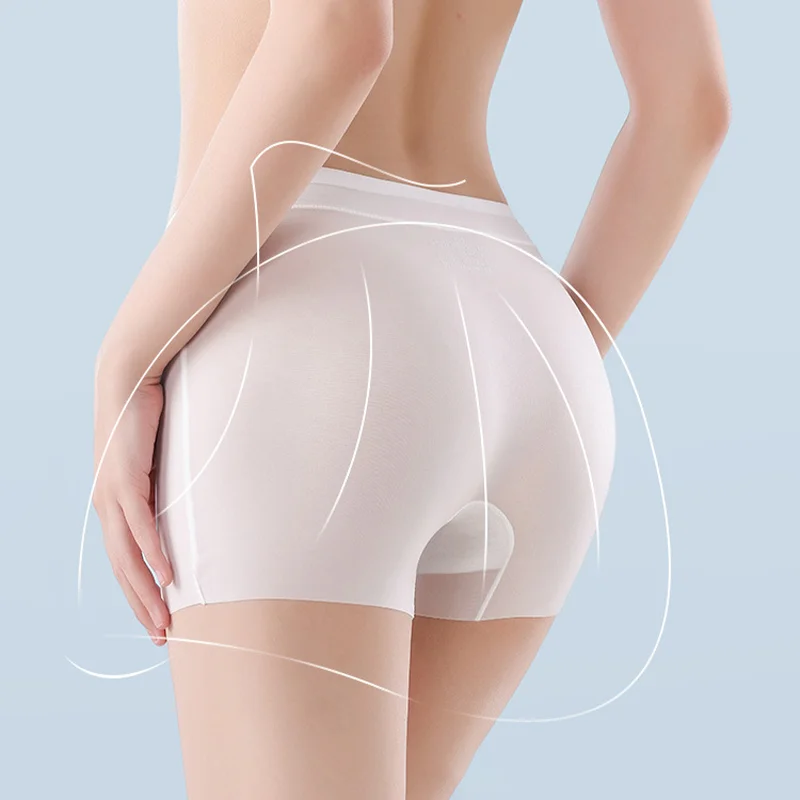 Summer Ice Silk Ultra-thin Quick-drying Boxer Brief Women 4pcs Seamless High waist Panties Plus Size Female Safety Underwear high waist panties high waist underwear seamless panties