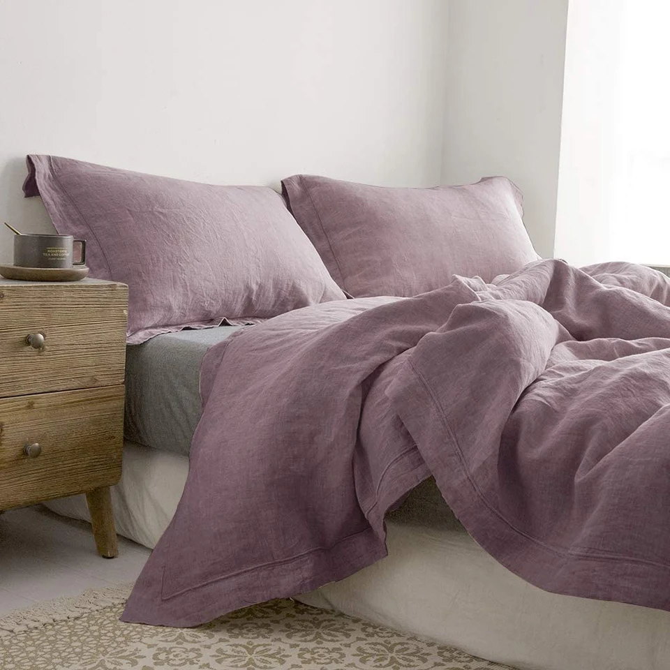 Linen Bedding Set 3Pcs Boho Comforter Queen King Size
