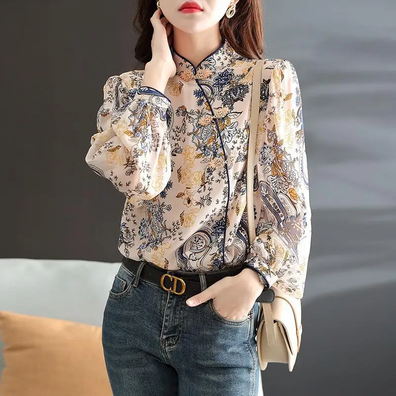Women chinese shirt women satin blouse