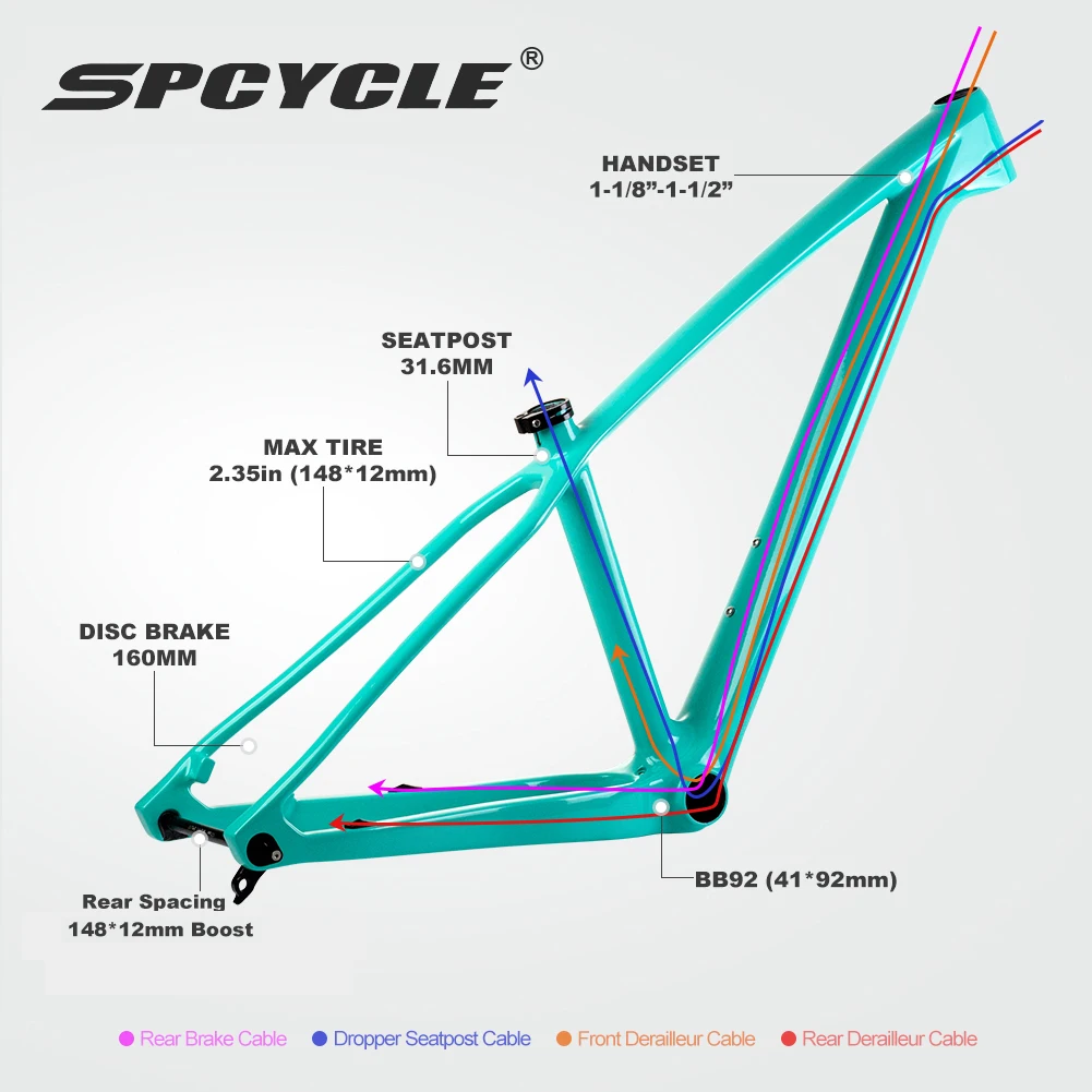 Bicycle Frame Bicycle Parts Spcycle 27.5er Carbon MTB Frame EPS Technology 148x12mm 13.5/15/17inch Hardtail Kids MTB