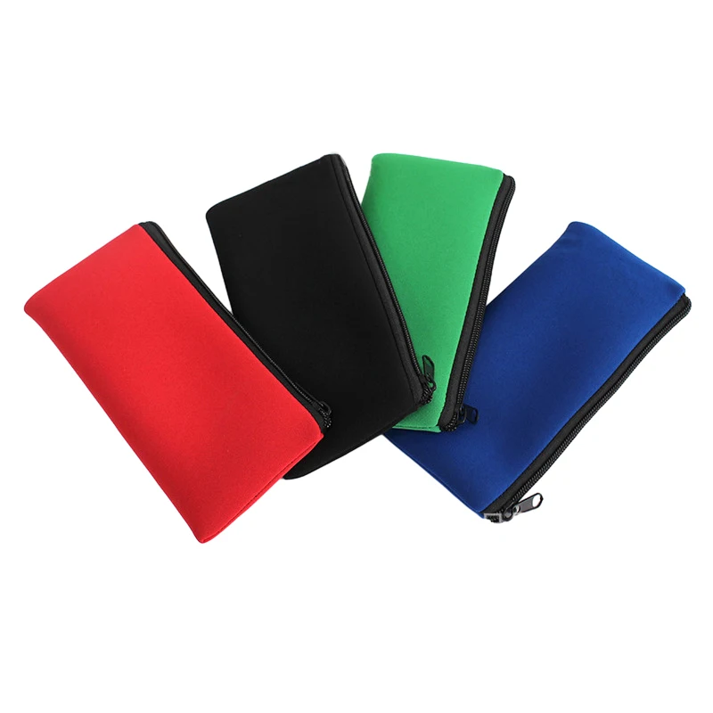 Solid Neoprene Pouch Cosmetic Makeup Bag for Women Pencil Cover Eyebrow Pencil Brushes Storage Organizer Lady Travel Wallet 2
