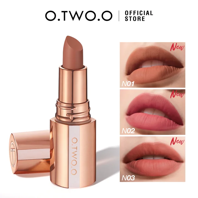 O.TWO.O Matte Lipstick Lip Tint 3 Colors Waterproof Long Lasting Non-stick Cup Sexy Highly Pigmented Velvet Lip Sticks Lip Stain