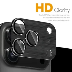 Premium Tempered Glass Camera Lens Protector with Metal Ring Cover - iPhone 17 Pro Max (Black)