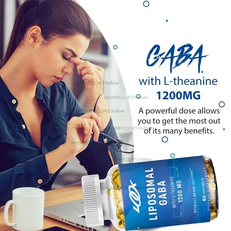 GABA Contains High Concentration Theanine Supplement 1200mg High Bioavailability Liposome Adult 60 Capsules