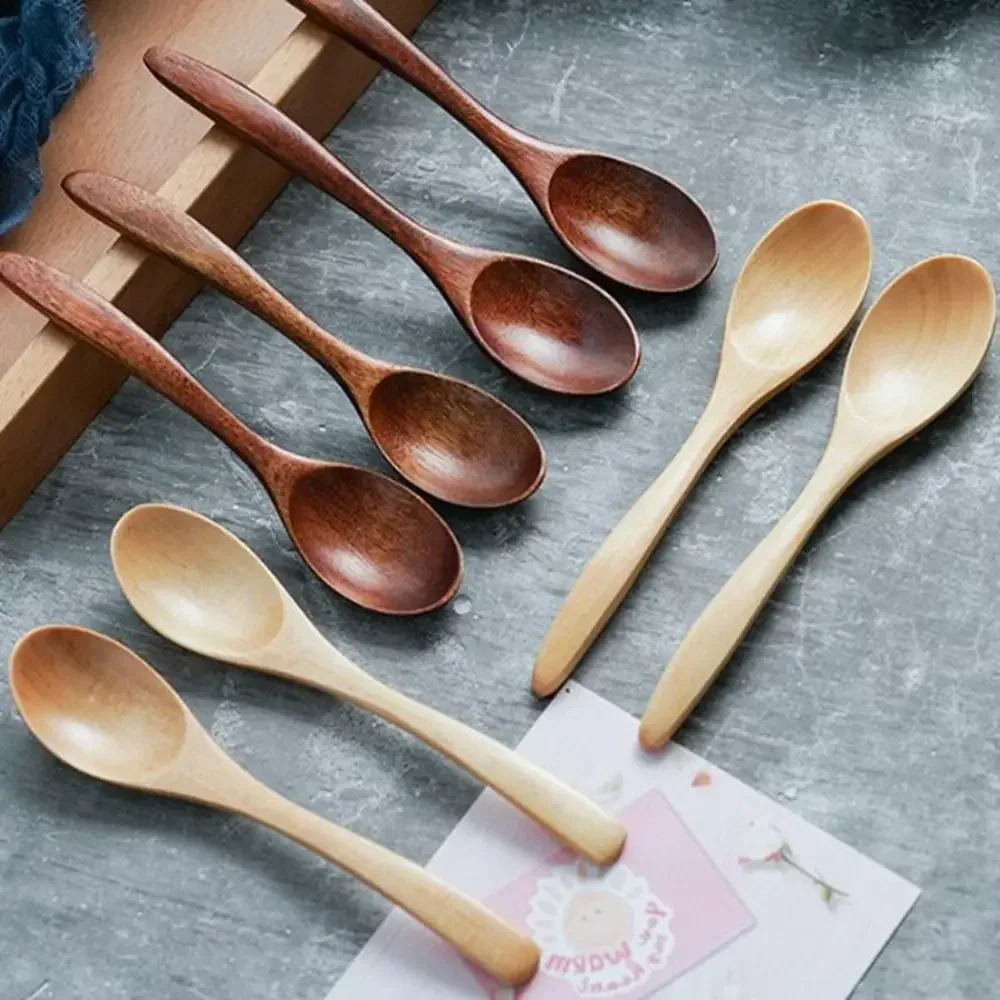 Natural Wooden Spoon Rice Soups Spoon Utensil Cereal Spoon Handmade Home Cookware Dinnerware Cutlery Kitchen Accessories