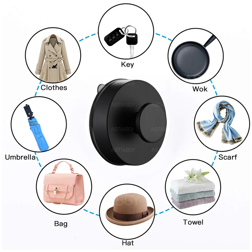 1/2/4PCS Black White Vacuum Suction Cup Hook Punch-free Reusable Wall Hanger Bedroom Bathroom Kitchen Hanging Towel Clothes Coat images - 6