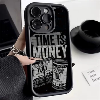 Phone Case For iPhone 17 16 15 14 12 11 13 Pro Max Time is Money Printed Soft Cover For iPhone 17 Air 16E 7 8 Plus X XS Case 1