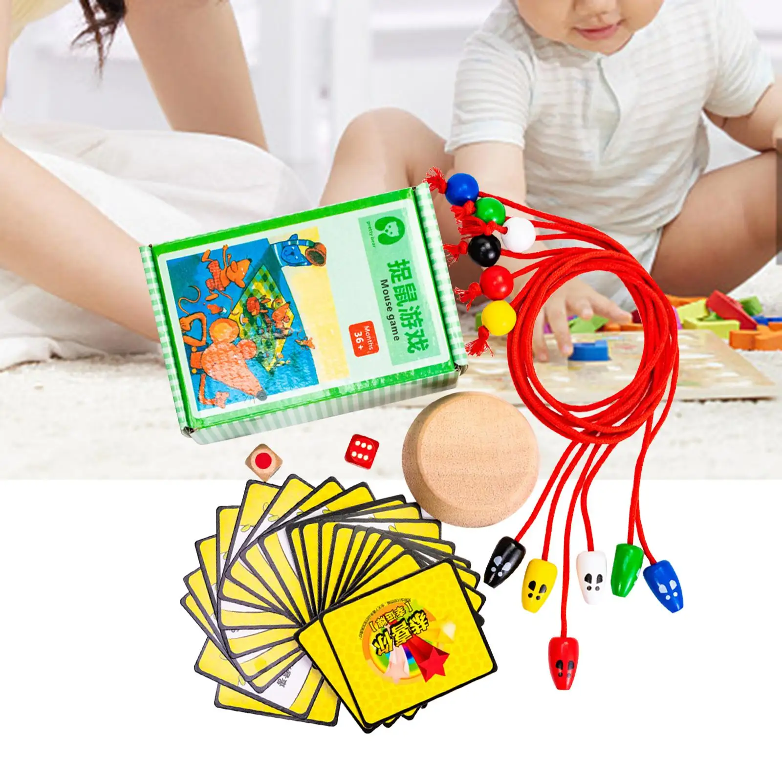 Creative Wooden Mouse Game Desk Game Early Educational Develop Fine Motor Skills for Girls, Teens, Children 3