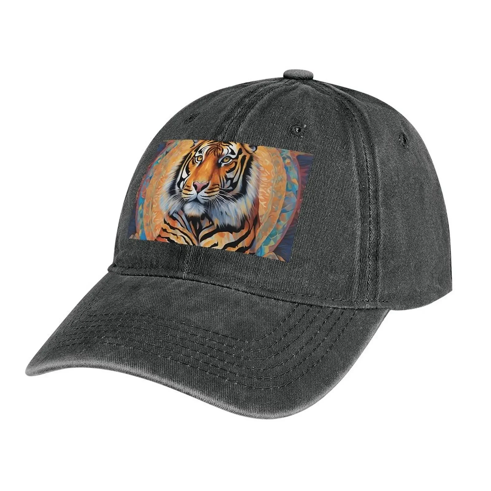 

Technicolor Tiger Cowboy Hat Bobble Hat Sunscreen Wild Ball Hat Women's Men's