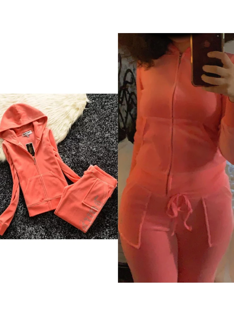 YICIYA Juicy Tracksuit Spring/Fall 2022 Women's Brand Velour Tracksuit Suit Women Velvet Zipper Sweatshirt And Pants Fat Sister 