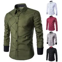 

Stylish Men Top Long Sleeve Cool Buttoned Contrast Color Social Shirt Business Shirt Button Down Shirt