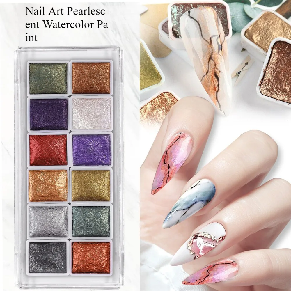 12 colors of pearlescent metallic paints comes with portable box perfect for painting manicure writing gift acrylic paint acrylic paint set
