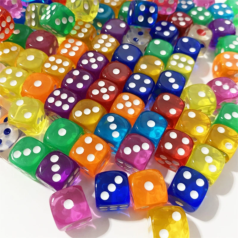 Acrylic Transparent D6 Point Dice 50pcs/Pack 12mm Round Corner Boutique Dice acrylic dice,game dice,dice set