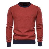 AIOPESON Cotton Spliced Pullovers Sweater Men Casual Warm O-neck Quality Mens Knitted Sweater Winter Fashion Sweaters for Men 1