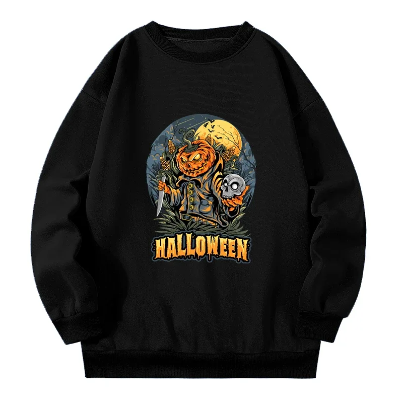 American Retro Plus Size Street Print Sweatshirts Women Pumpkin Skull Graphic Pullovers Ladies Fashion Autumn Winter Sweatshirt rapper 21 savage issa album print hoodie men s women high street fashion hooded sweatshirt autumn winter trend hip hop pullovers