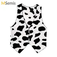Men's Cow Print Sleeveless Open Front Coat Vest Hippie Christmas Halloween Carnival Cowboy Role Play Fancy Costumes Cow Vest 1