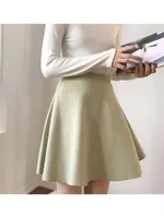 Knitted Mini Skirts Women High Waist Pleated Skirt Autumn Winter Streetwear Solid All Match A Line Skirts - Image 6