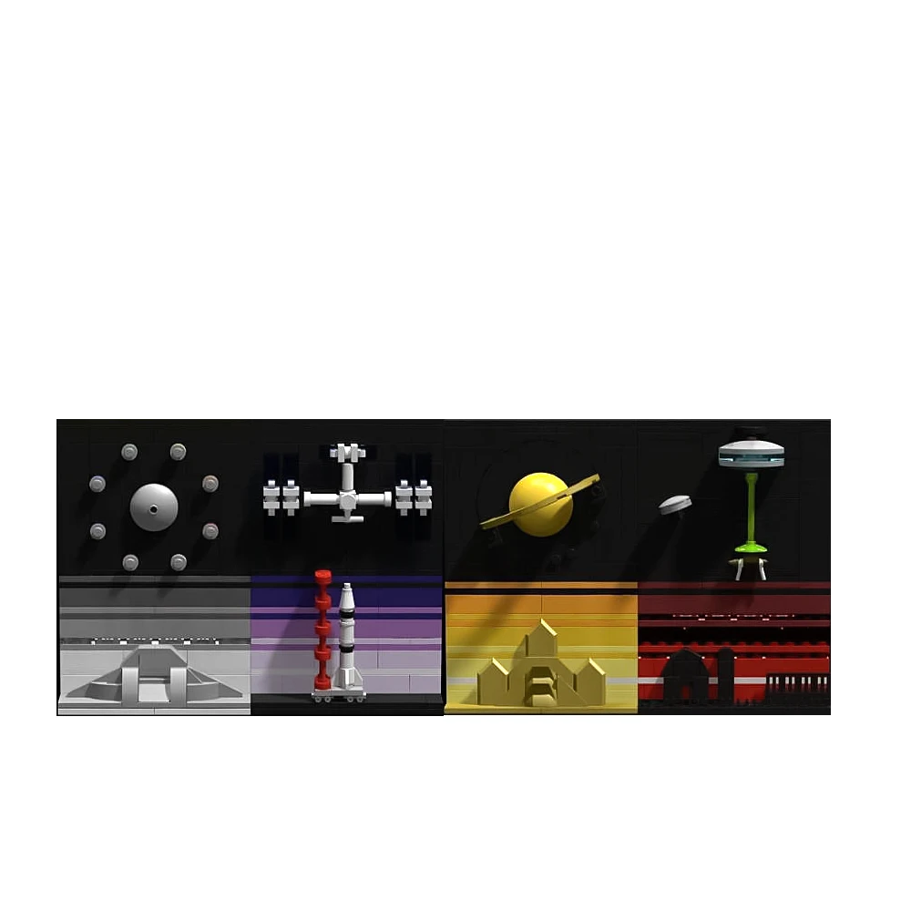 고브릭 MOC 우주 시대 모델 빌딩 블록, 3D 아트 페인팅, 별이 빛나는 하늘 달 장식, 그림 벽돌 장난감, 어린이 선물