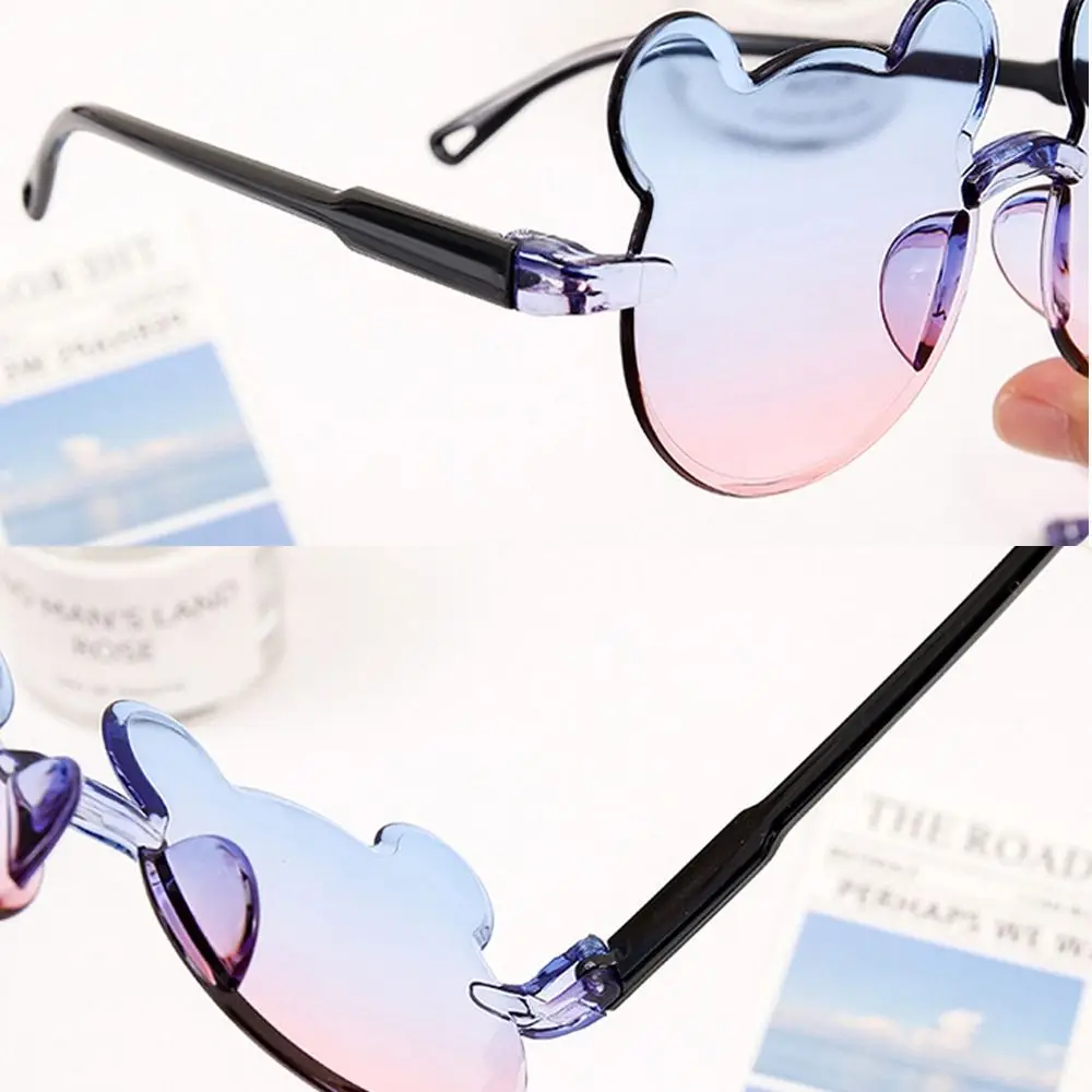 Polarized sunglasses vintage sunglasses cyberpunk sunglasses 1PC kids sun sunglasses bear shape children glasses cartoon rimless UV375 child eyeglasses outdoor anti-glare girl boys sunglass