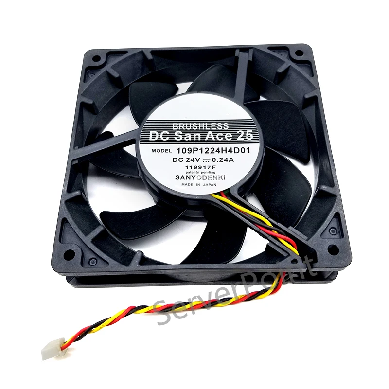 Well Tested  For San Ace 120 109P1224H4D01 24V 0.24A 120*120*25mm 12cm 3wires cooling fan