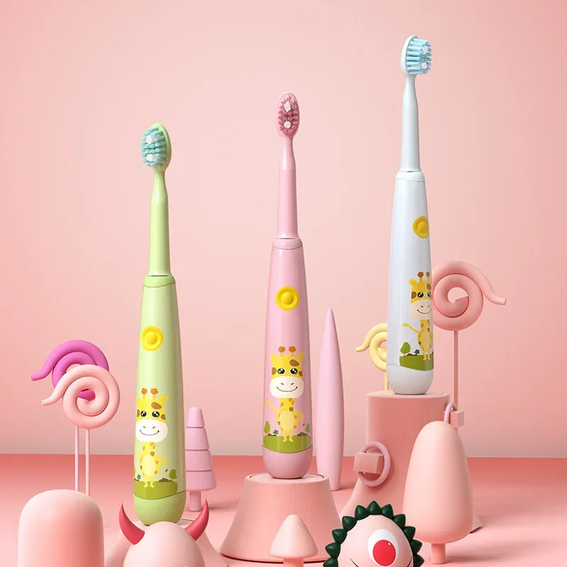 어린이용 전동 칫솔 충전, 세 가지 청소 모드4 칫솔모, 한 번 충전으로 35일 사용 가능, 3세 이상용