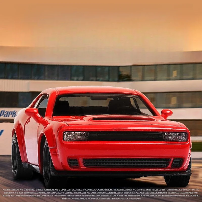 1/36 Dodge Challenger SRT Hellcat Toy Car RMZ CiTY Diecast Miniature Super Vehicle Model Pull Back Collection Gift For Boys Kid 3