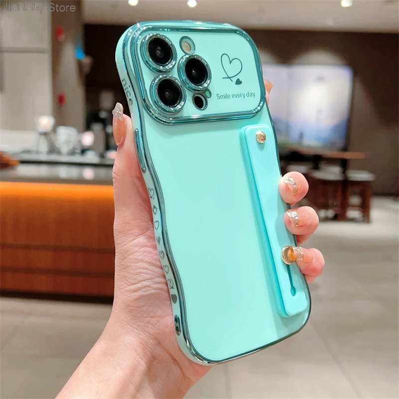 Glitter Camera Protection Luxury Jellewed Heart Holder Liquid Soft Phone Case For iPhone 11 12 13 14 15 16 Plus Pro Max Cover_voghion.com