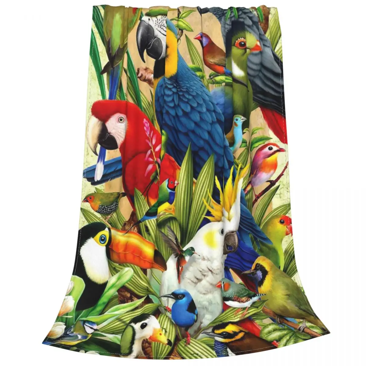 Tropical Macaw Cockatiel Flannel Throw Blanket Animal Bird Blankets for Sofa Car Warm Bedding Throws