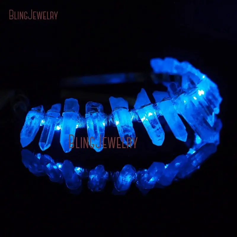 Hair Accessory Light Rave Crystal Quartz Festival Wedding Tiara Headpiece Mermaid Holographic Party Crown Halloween Headband