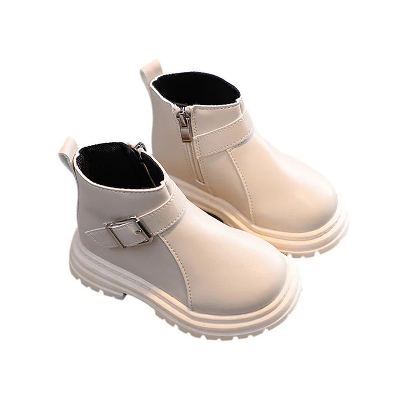 Autumn And Winter Boys And Girls British Style Boots Children's Side Zipper Non-Slip Boots Baby Warm Boots 1