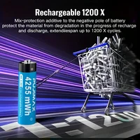 PUJIMAX Rechargeable Battery 1.5V AA 4255mWh Lithium-ion Battery Charger Clock Radio Video Game Mouse Remote Control Batteries 5