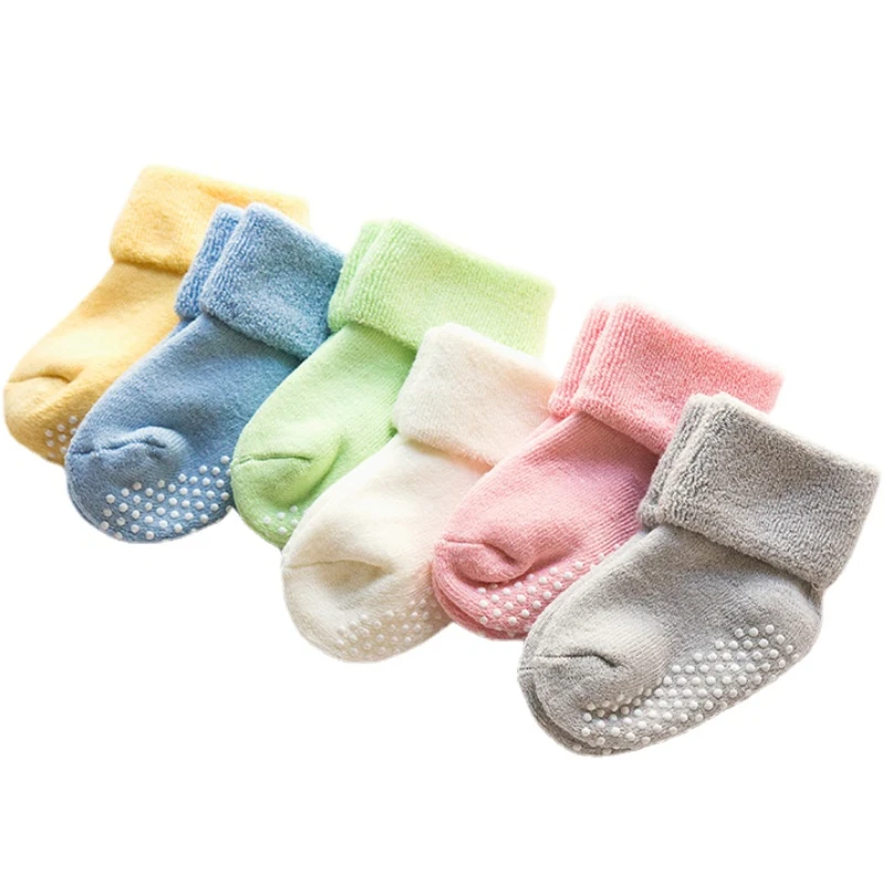 

1 Pair Cotton Baby Winter Socks Newborn Accessories Thicken Warm Boys Girls Non Slip Grip Socks Floor Socken For Kids 0-3Years