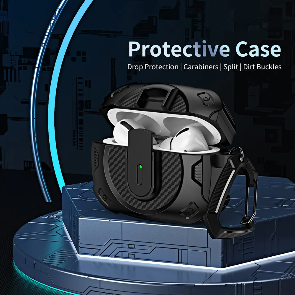 Shockproof TPU Earphone Cover with Keychain Attachment
