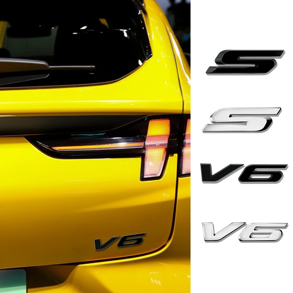 ABS 트렁크 S V6 배지 스티커 자동차 외부 스타일링 바디 로고 커버 레터 데칼 포드 피에스타 MK2 MK4 개조 액세서리
