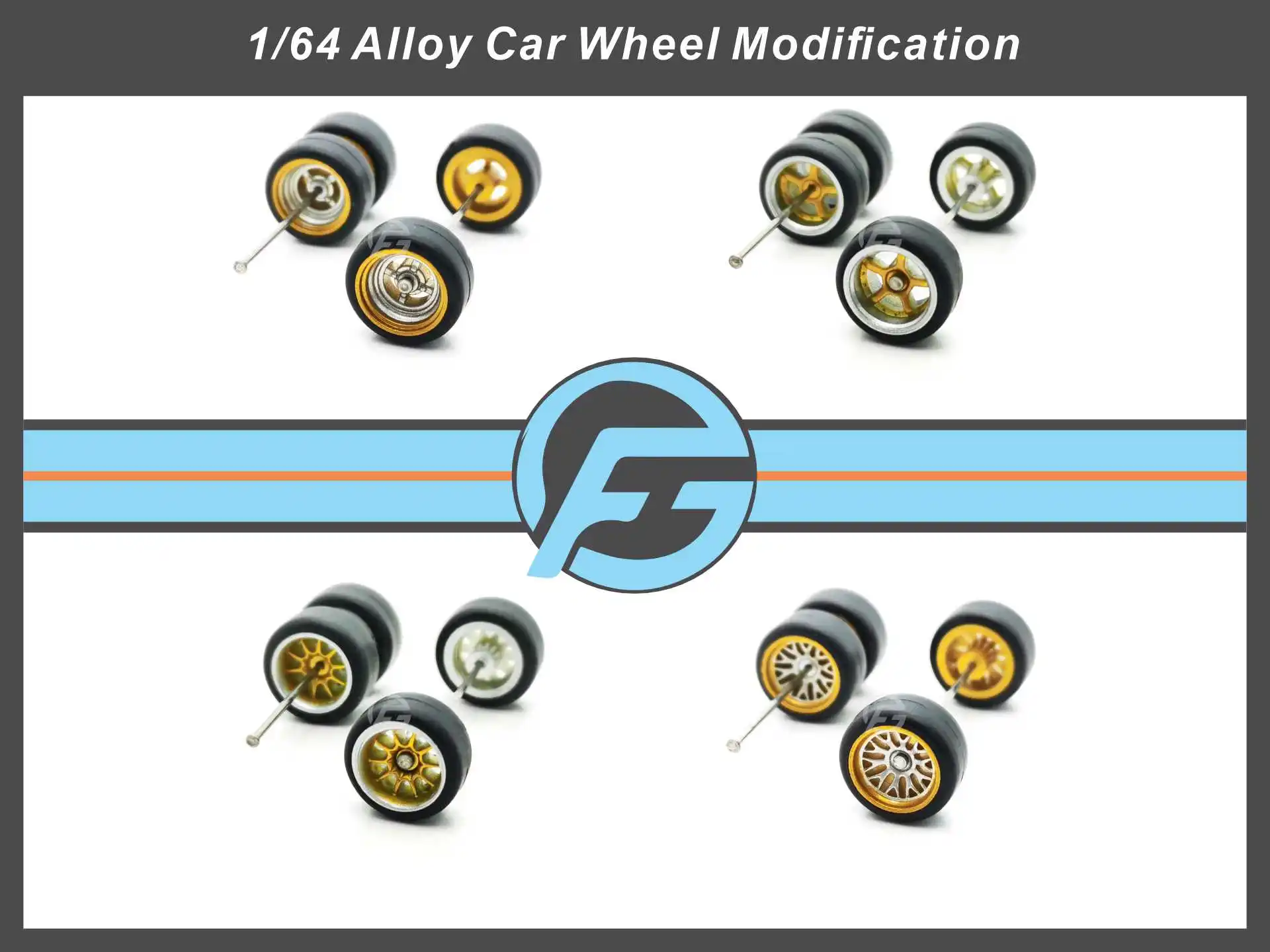 FANSGUY Adult Car Model Wheel Parts 1Set 10.8mm 1/64 Black Rubber Tires Two Color Series