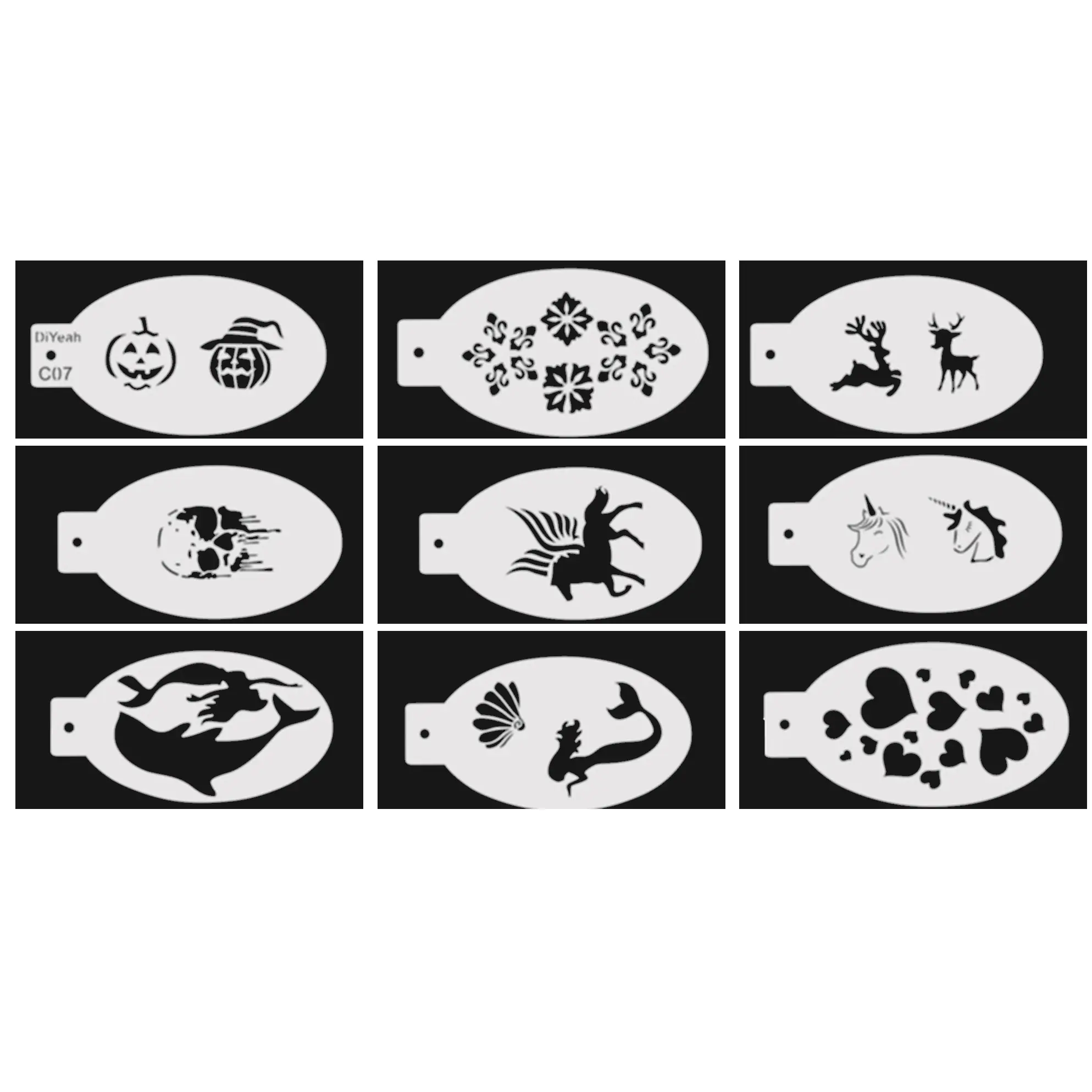 Face Painting Template 9PCS Body Face Paint Stencils Children Boy Girl Party Fun Painting Unicorn HORN Race Car Man Shell Tank Engine DiYeah tattoo sticker,henna tattoo stencils,temporary tattoo sticker